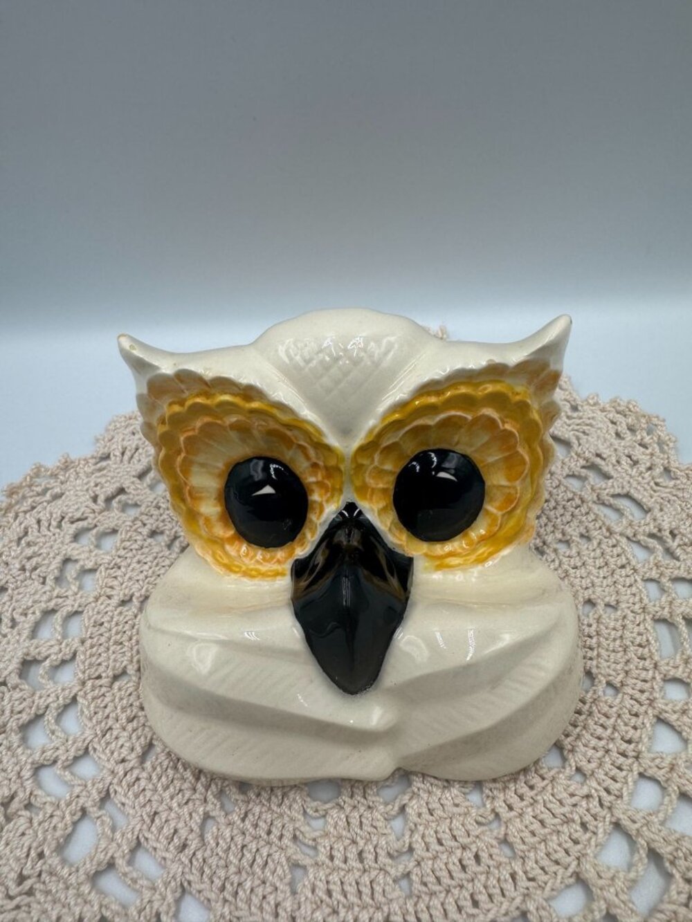 Vintage Ceramic Owl Eyeglass Holder Stand MCM Glasses Rest